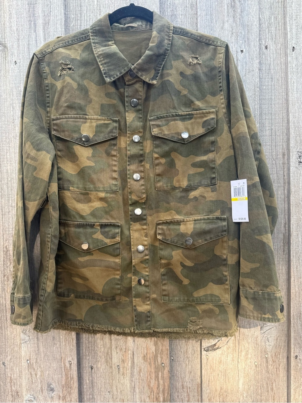 Blank NYC Reversible Army Green Camo Utility Jacket with 8 Pockets Size M NWT